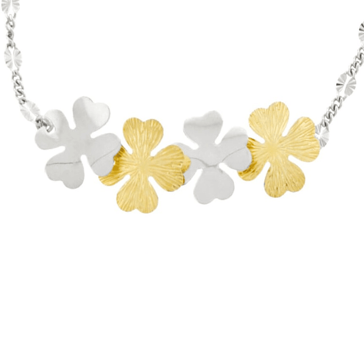 Pulsera de Plata Esterlina 925 Hojas Trebol Bicolor 2