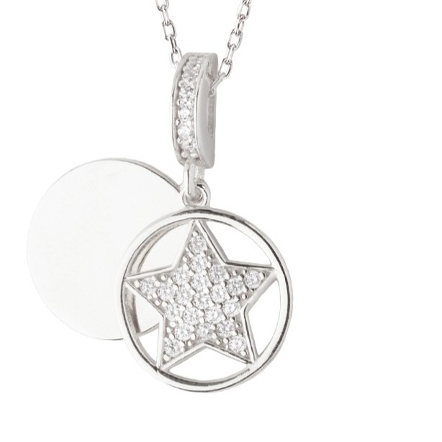 Collar de Plata Esterlina 925 Estrella Circulo 2