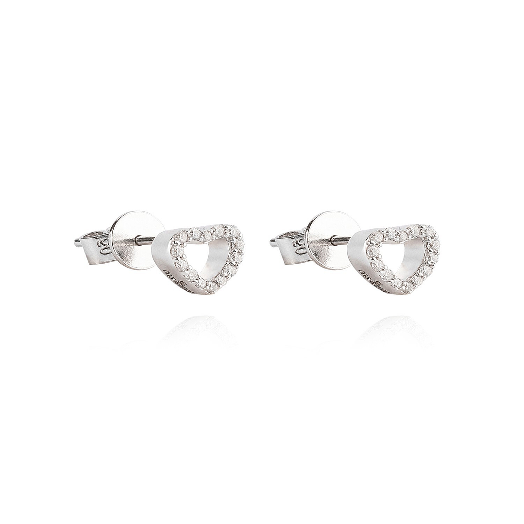 Aros Oro Blanco 18kt Corazón con Diamantes 14pts Total SI/H 3