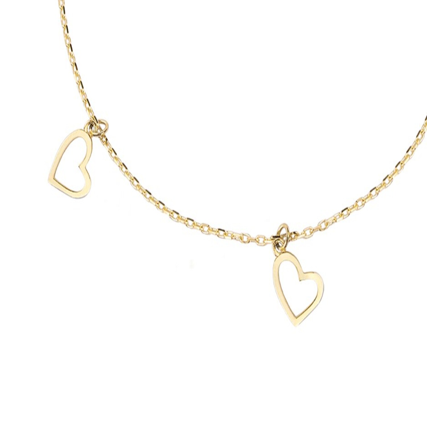 Pulsera Oro Amarillo 18kt Corazones Colgantes 3