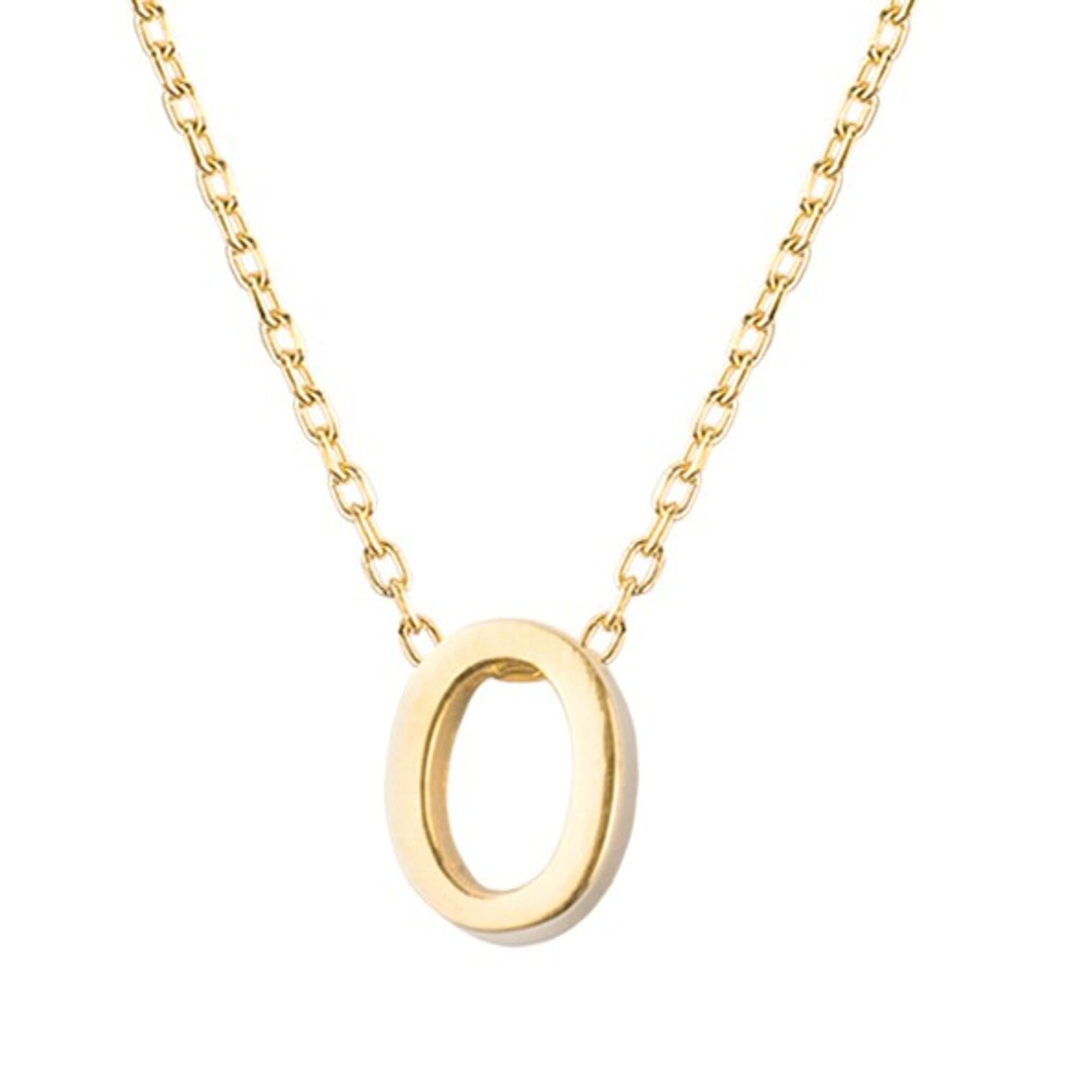 Collar de Plata Esterlina 925 Letra O Lisa Revestido en Oro 18kt 2