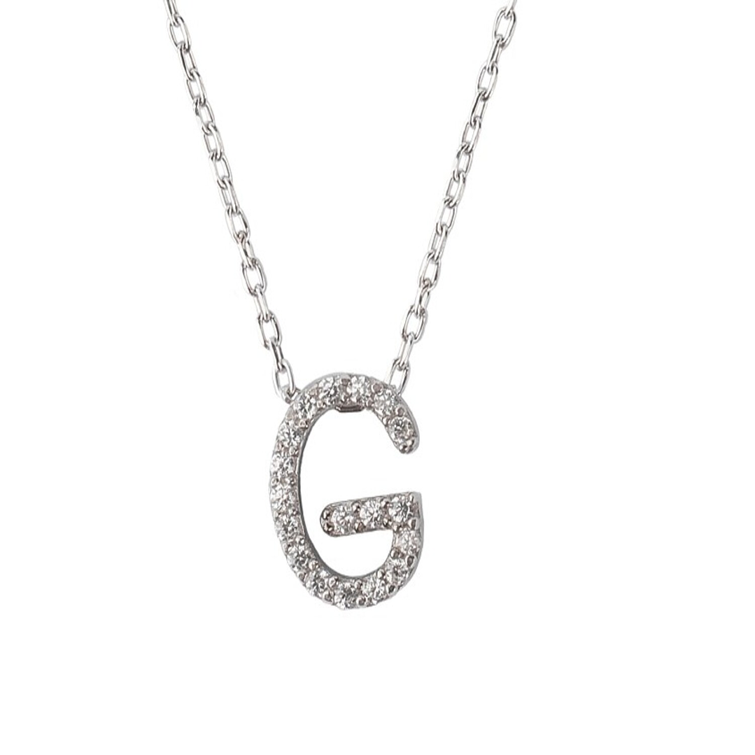 Collar de Plata Esterlina 925  Letra G Brillo 3