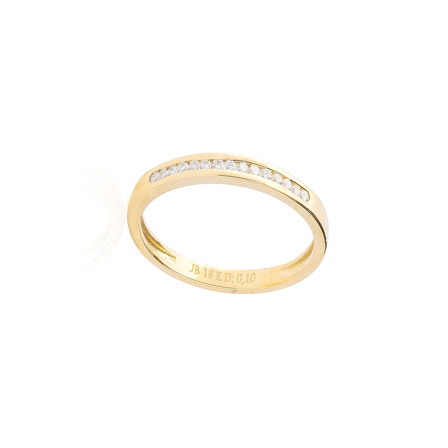 Anillo de Oro 18kt con Diamantes de 10 Pts Riel Corte Brillante SI/H 2