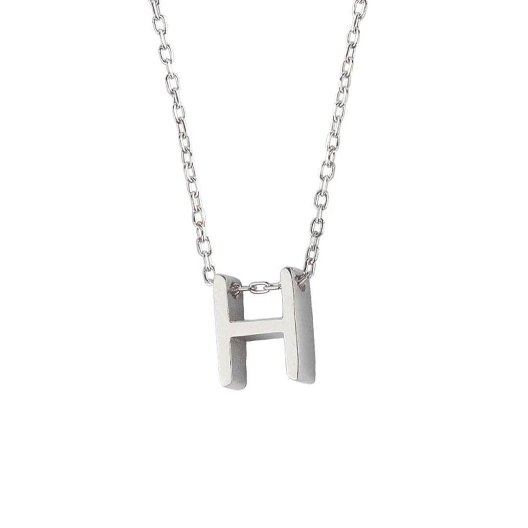 Collar de Plata Esterlina 925 Letra H 2