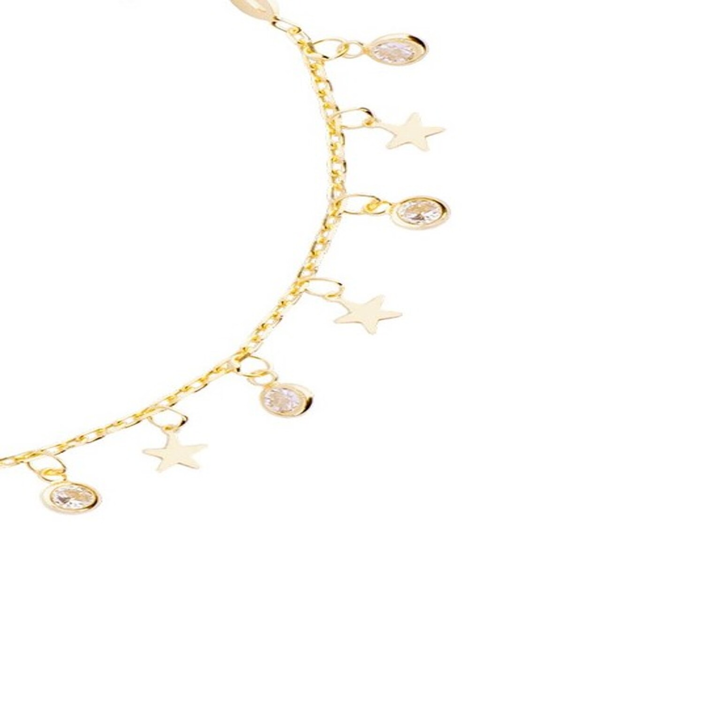 Pulsera Plata Esterlina 925 Gotas y Estrellas Revestido en Oro 18kt 3