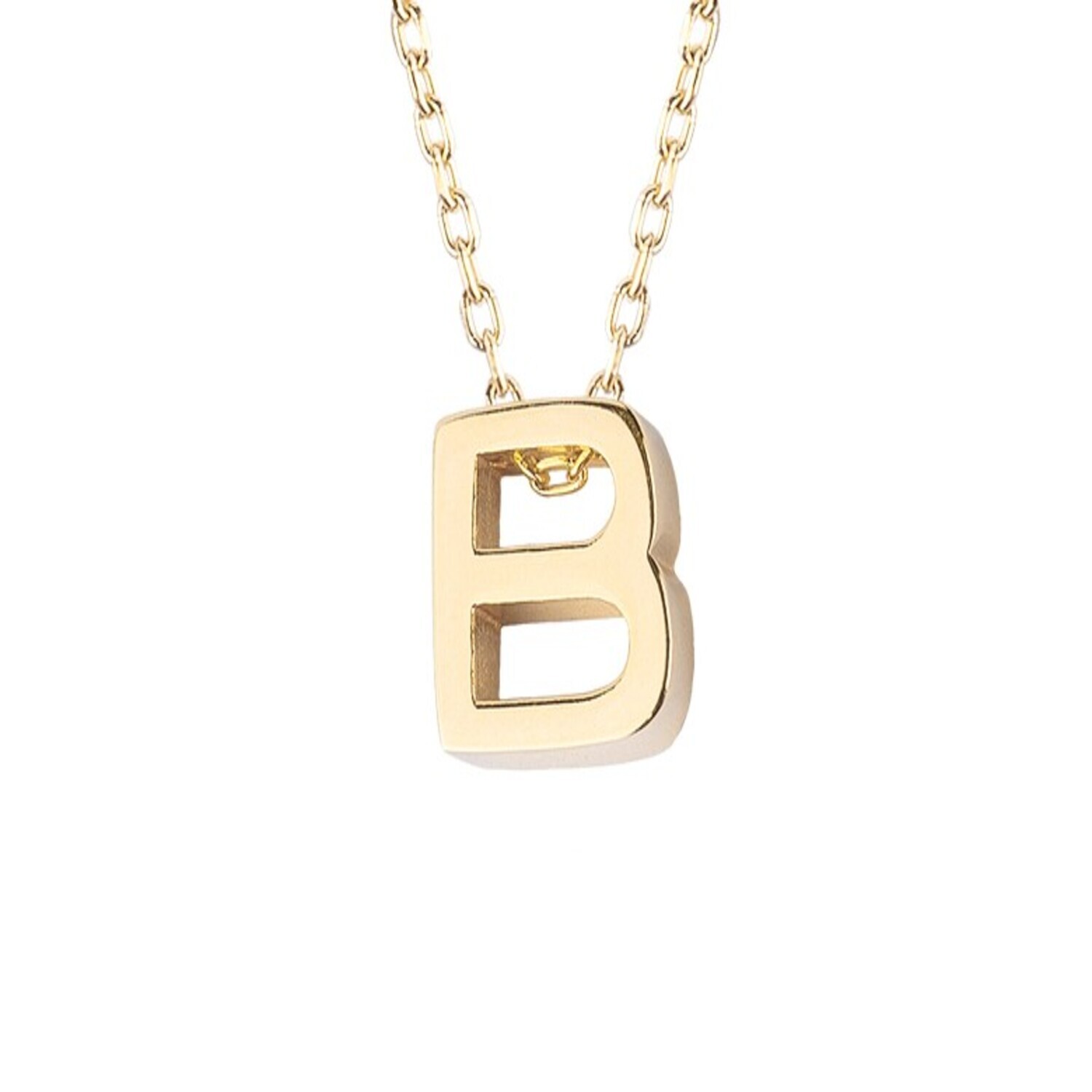 Collar de Plata Esterlina 925 Letra B Revestido en Oro 18kt 2