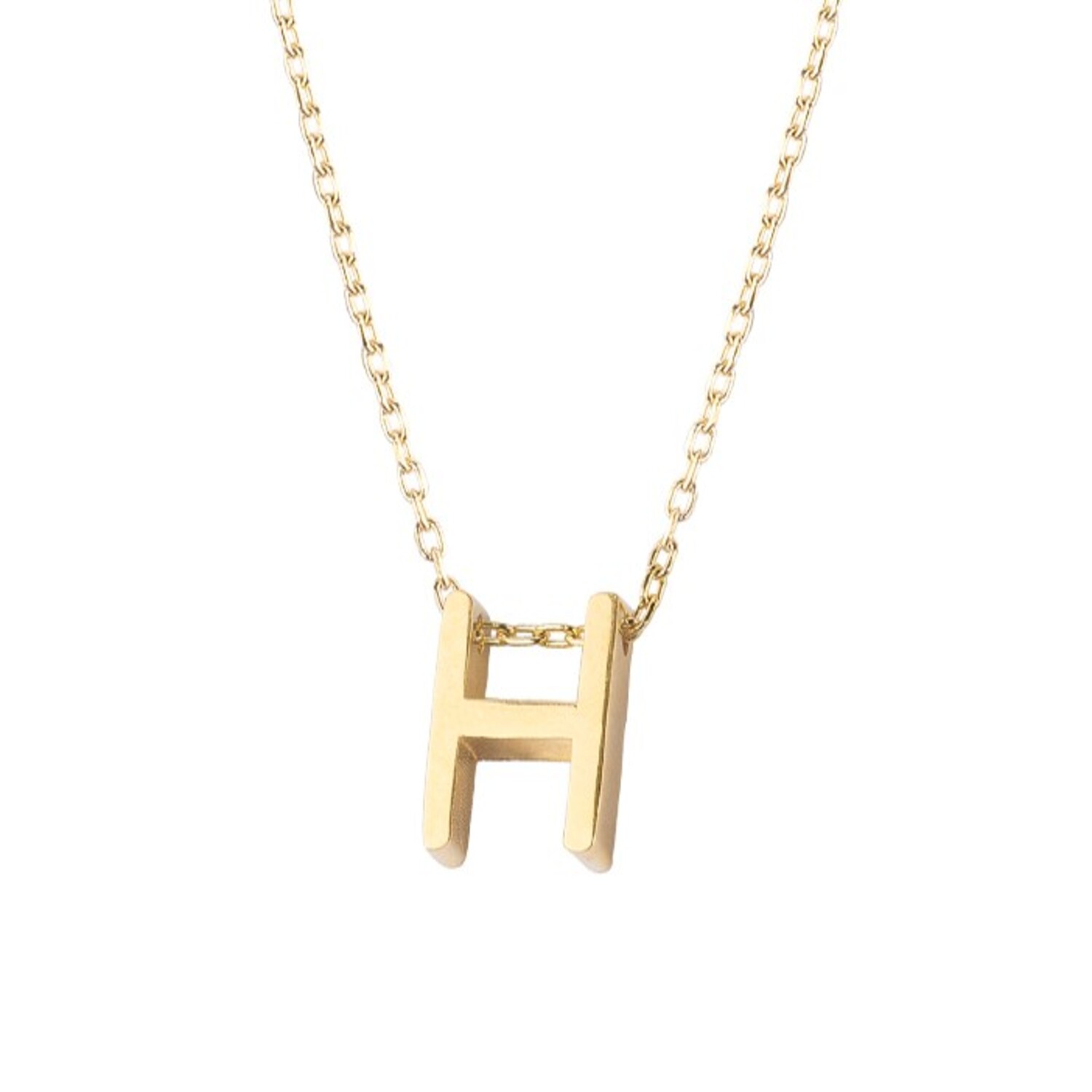 Collar de Plata Esterlina 925 Letra H Revestido en Oro 18kt 2