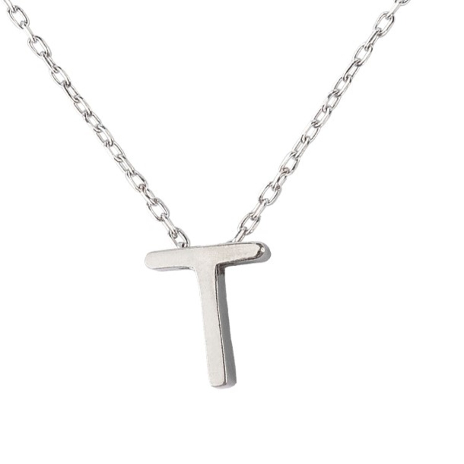 Collar de Plata Esterlina 925 Letra T Lisa 2