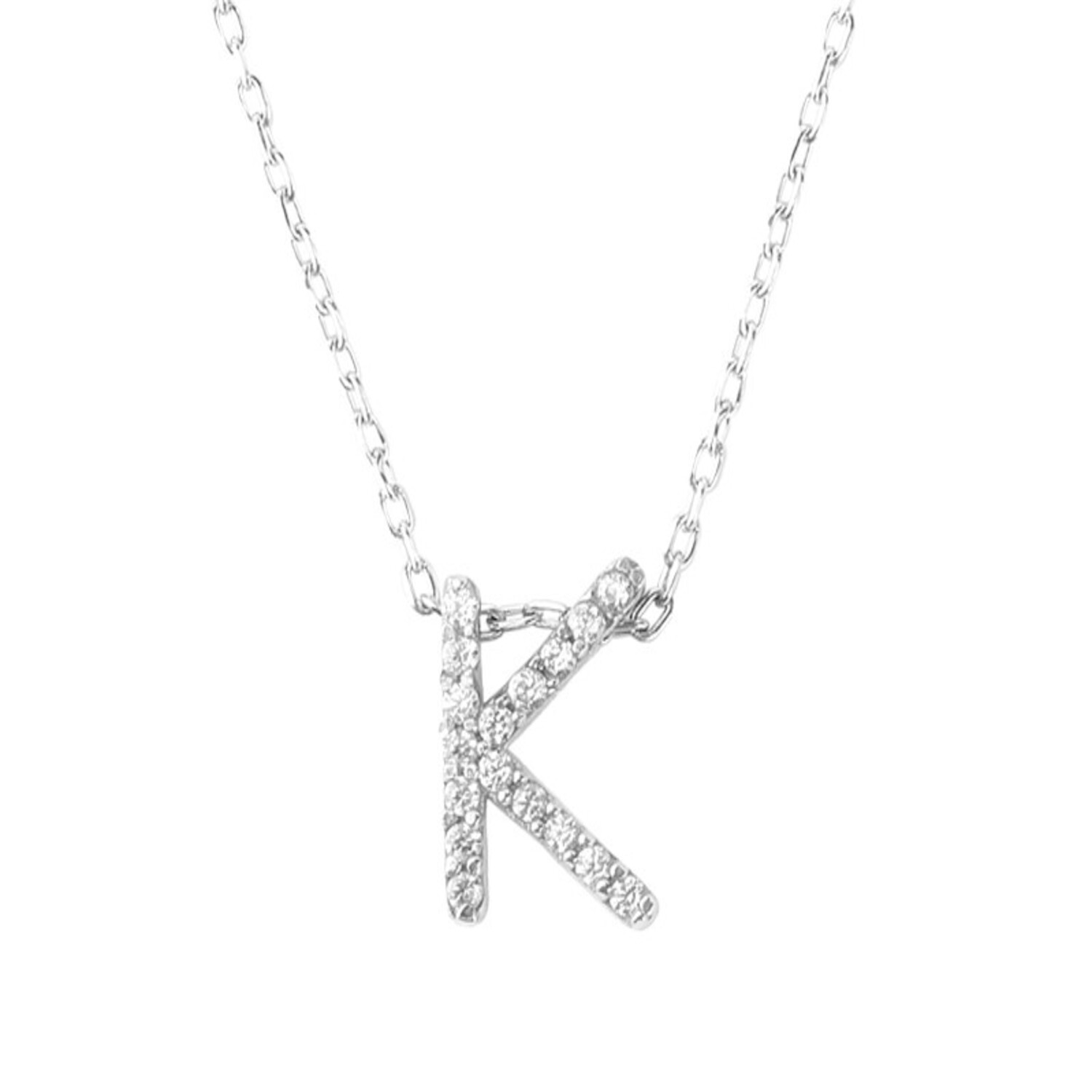 Collar de Plata Esterlina 925 Letra K Circon 2