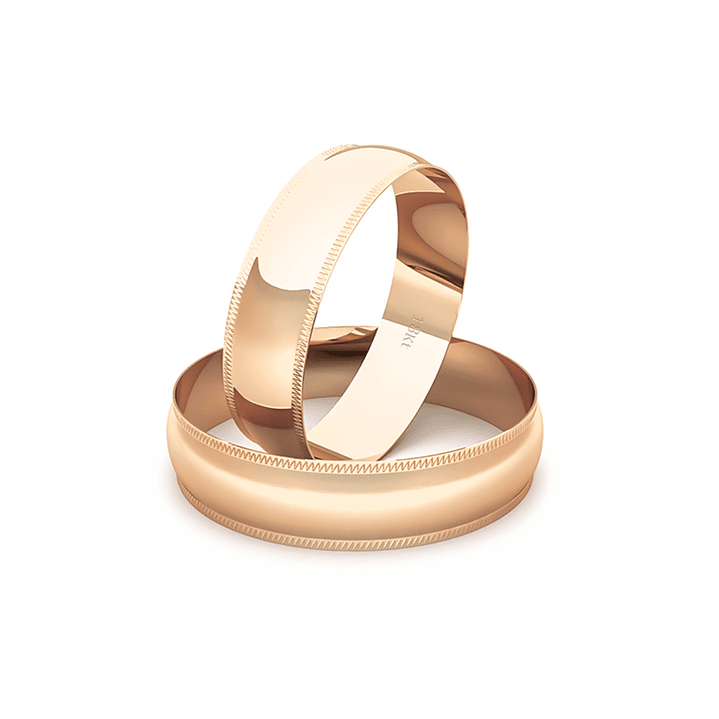 Par Argollas Matrimonio de Oro Miel 18kt Alejandrina de 5,0mm 1