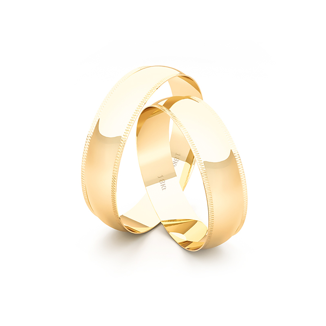 Par Argollas Matrimonio de Oro Amarillo 18kt Alejandrina de 5,0mm 2