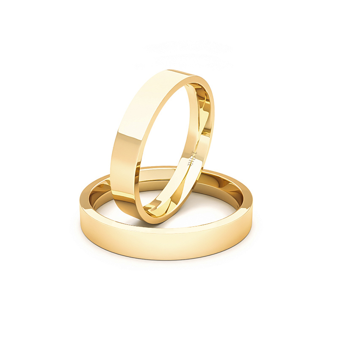 Par Argollas Matrimonio de Oro 18kt Modelo Tubo ErgoFit PORTUS de 3,5mm Oro Amarillo 1