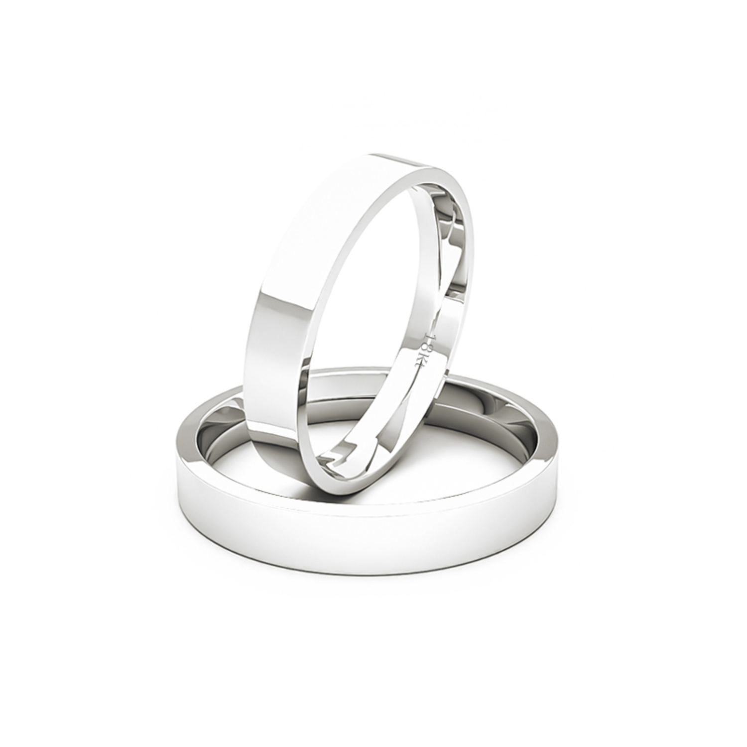 Par Argollas Matrimonio de Oro Blanco 18kt Tubo Portus de 3,5mm 1