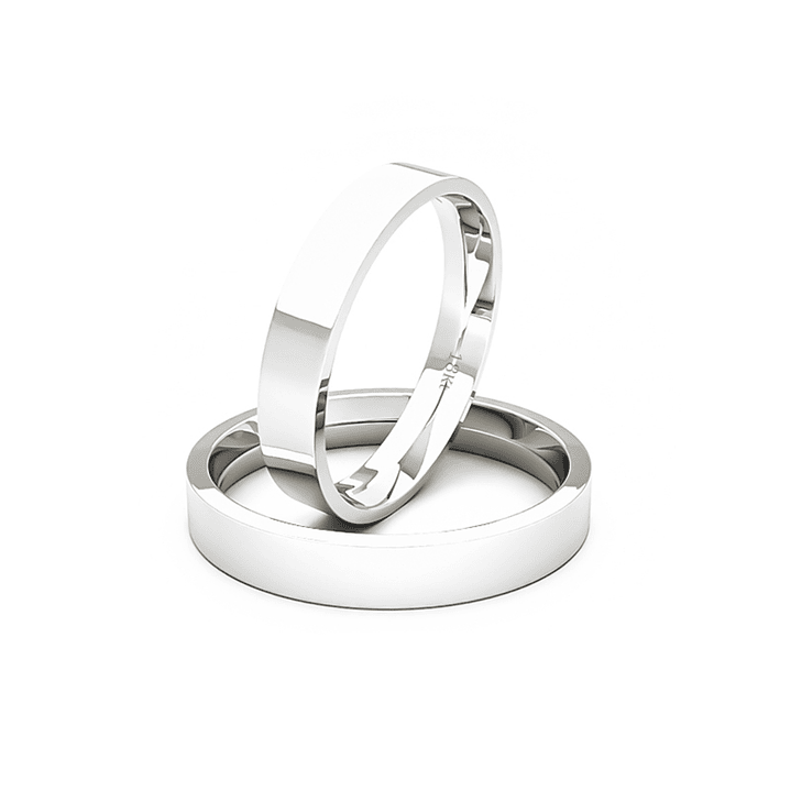 Par Argollas Matrimonio de Oro Blanco 18kt Tubo Portus de 3,5mm 1