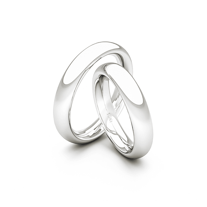 Par Argollas Matrimonio de Oro Blanco 18kt Garda Ergofit de 3,5mm 2