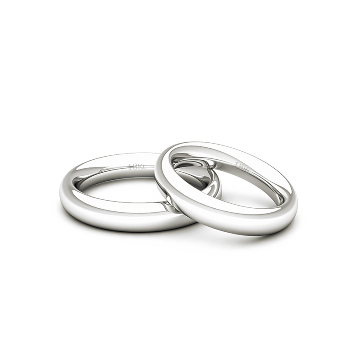 Par Argollas Matrimonio de Oro Blanco 18kt Garda Ergofit de 3,5mm 3
