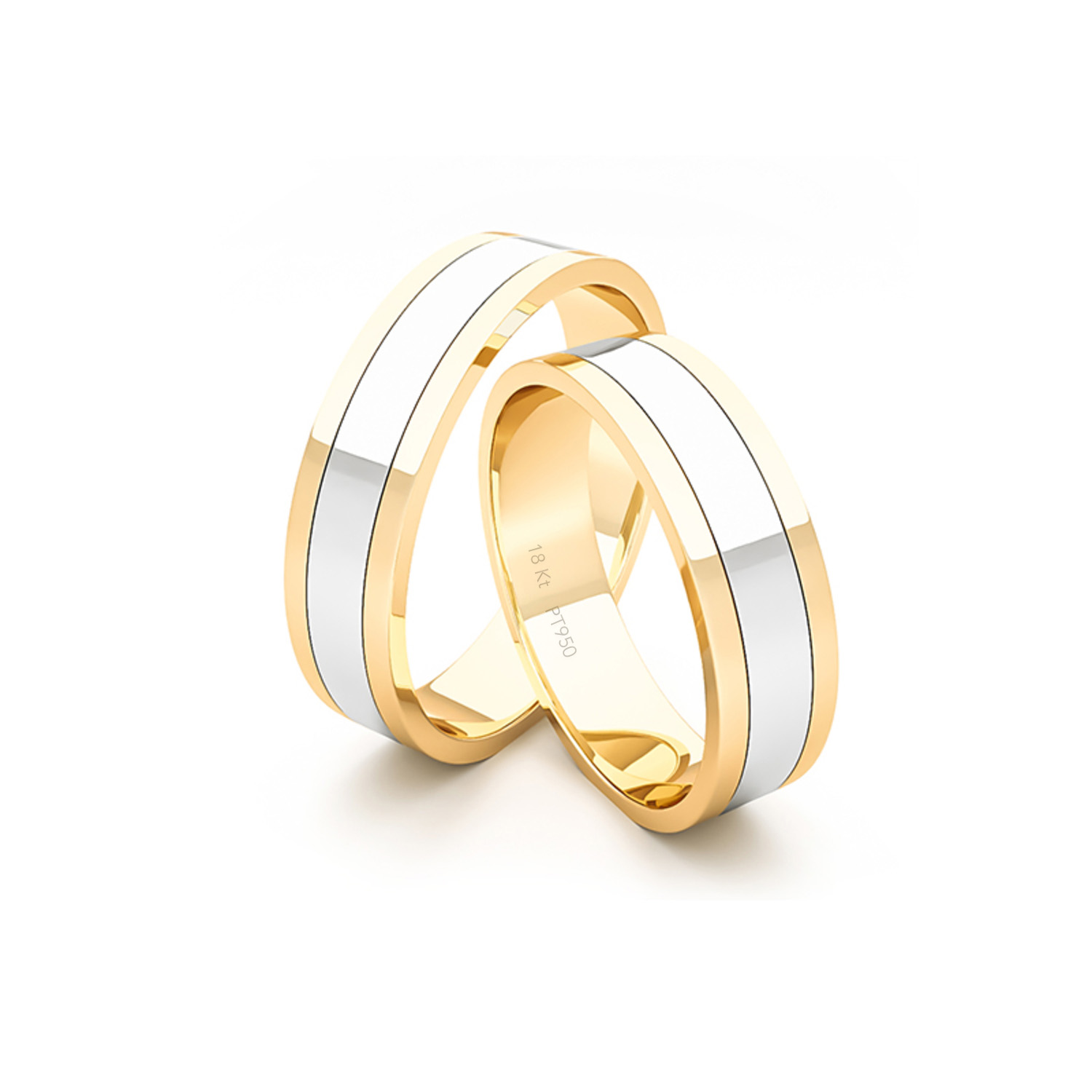 Par Argollas Matrimonio de Oro Amarillo y Platino Diva de 5,0mm 3