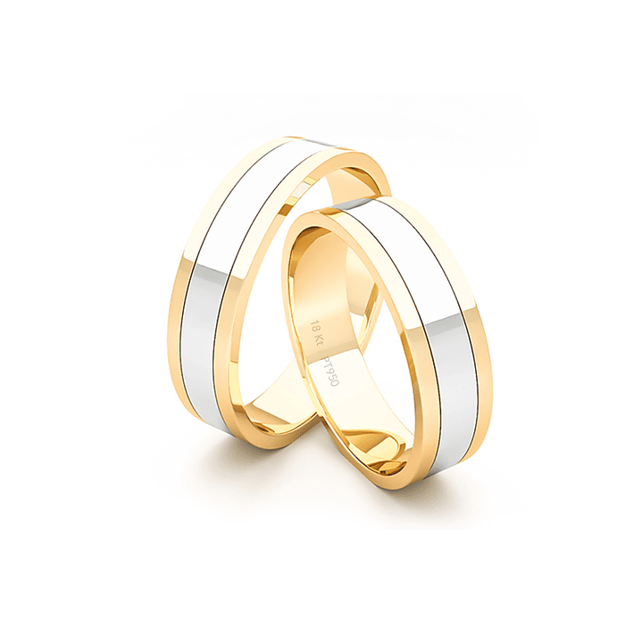 Par Argollas Matrimonio de Oro Amarillo y Platino Diva de 5,0mm 3