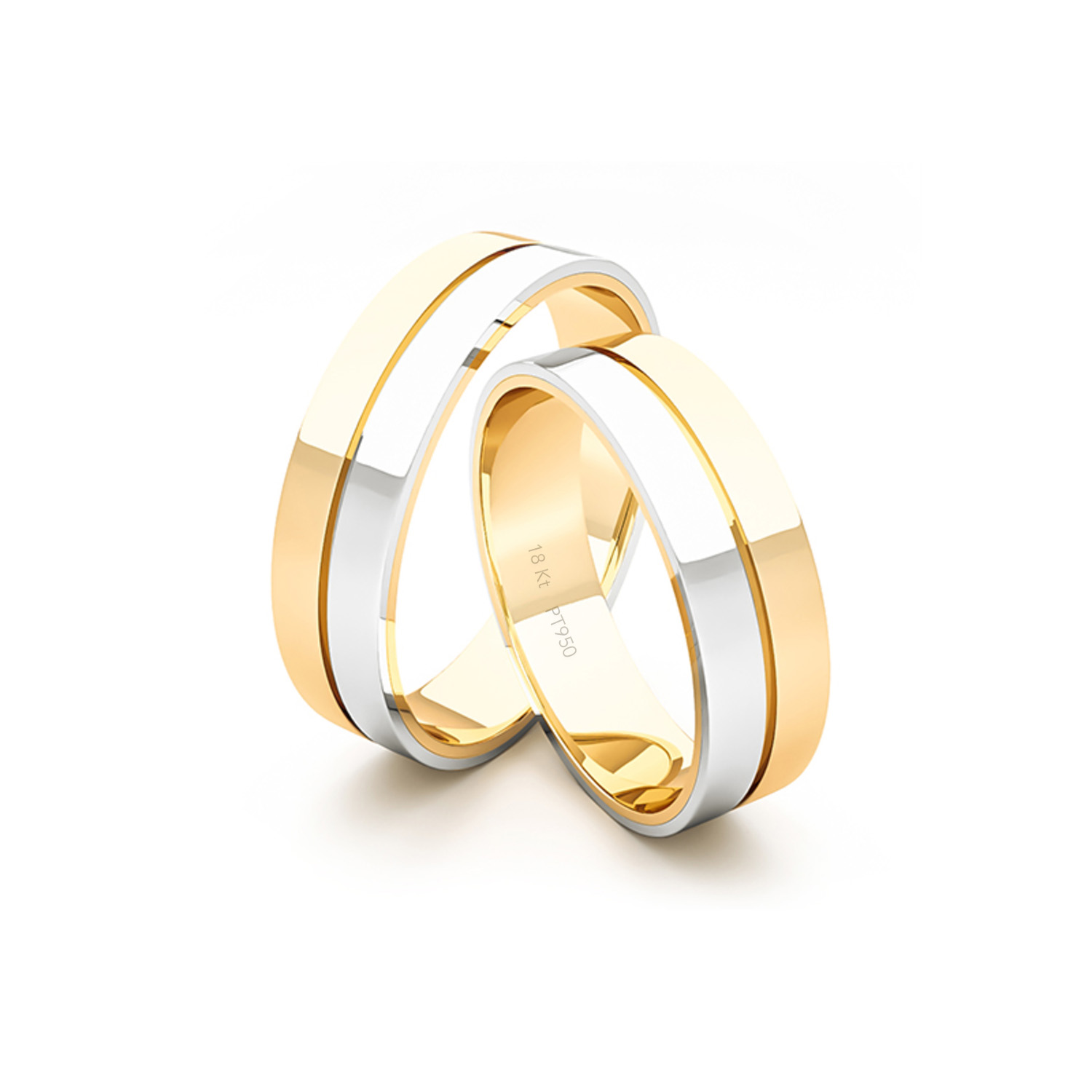 Par Argollas Matrimonio de Oro Amarillo y Platino Saffy 5,5mm 3