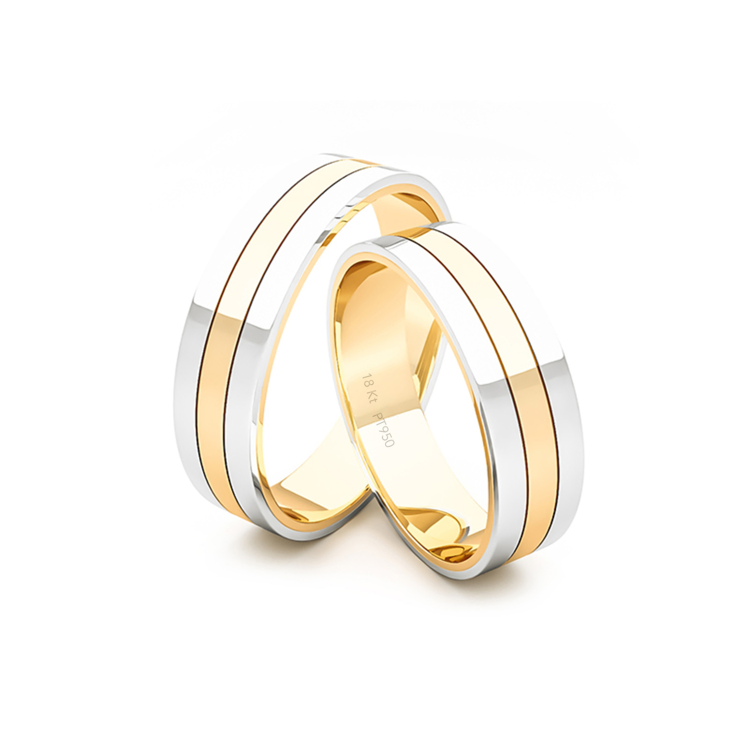 Par Argollas Matrimonio de Oro Amarillo y Platino Royal 5,0mm 3