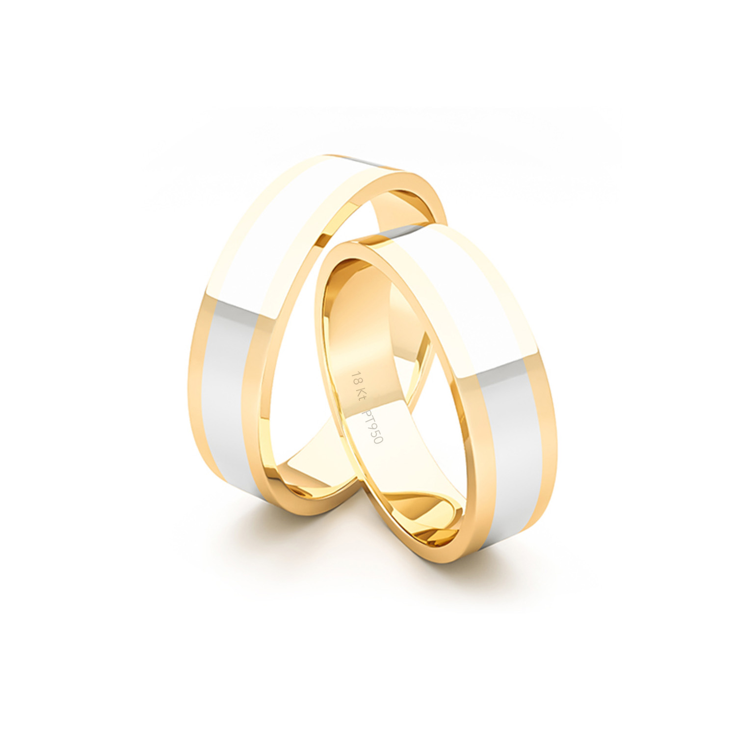 Par Argollas Matrimonio de Oro Amarillo y Platino Queen 5,0mm 3