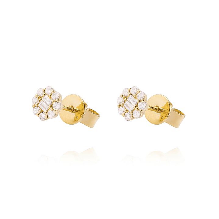Aros Oro Amarillo 18kt Roseta de Diamantes 27 Pts 1