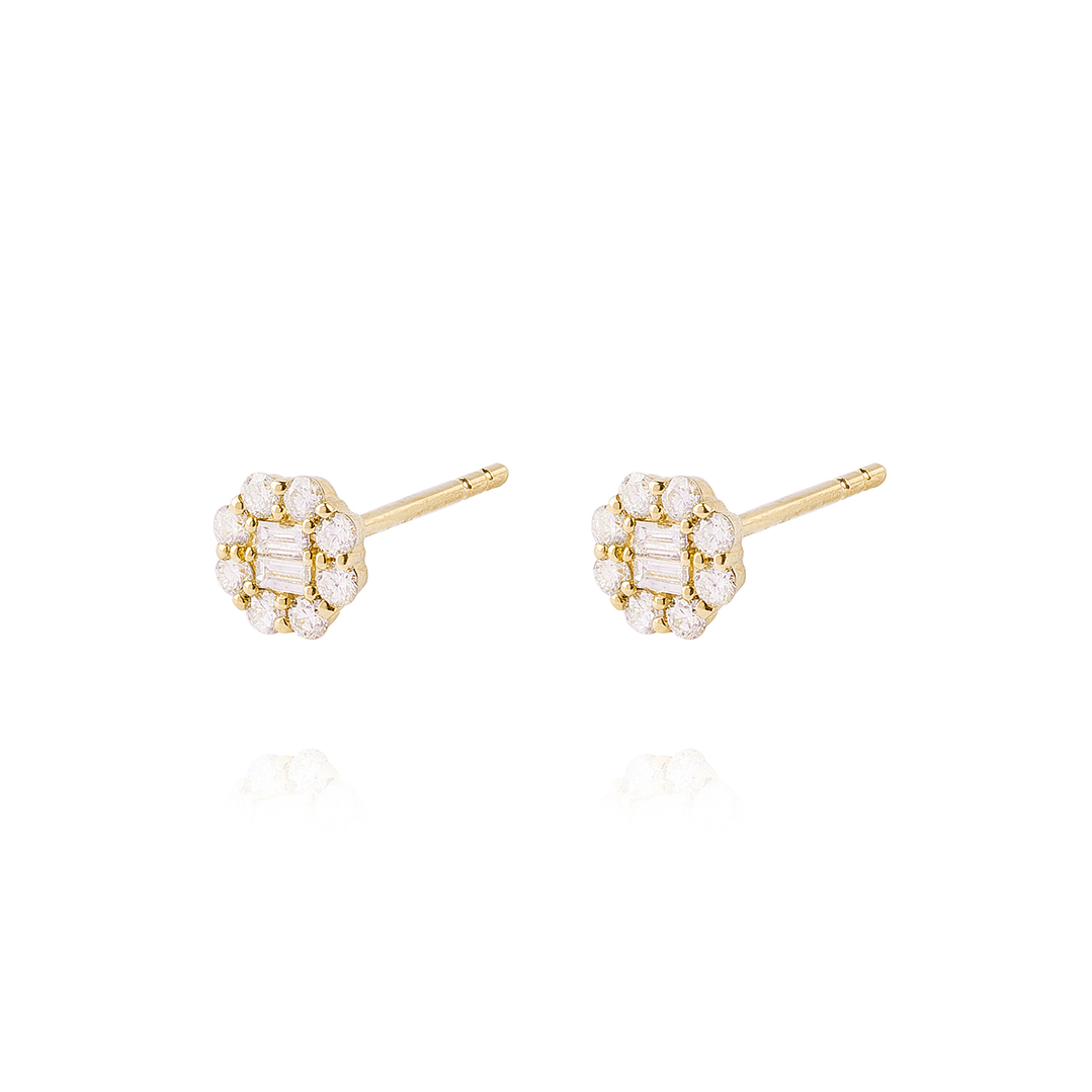 Aros Oro Amarillo 18kt Roseta de Diamantes 27 Pts 3