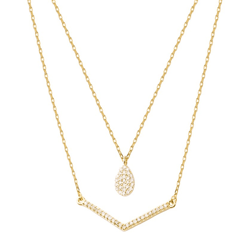 Collar de Oro Amarillo 18kt con Diamantes de 18 Pts Totales Corte Brillante SI/H
