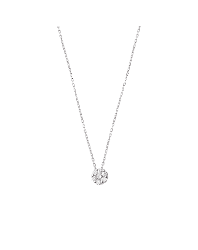 Collar de Oro Blanco 18kt con Diamantes de Roseta 10 Pts Totales Corte Brillante SI/H