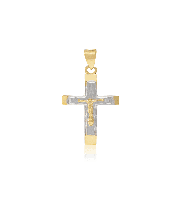 Colgante de Oro 18kt Modelo  Crucifijo Bicolor