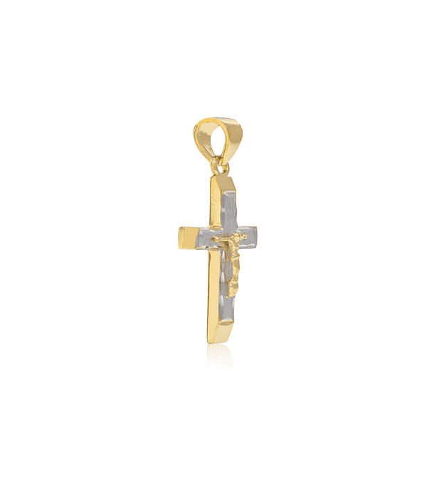 Colgante de Oro 18kt Modelo  Crucifijo Bicolor