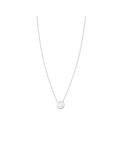 Collar de Oro Blanco 18kt con Diamantes de Punto de Luz 10 Pts Totales Corte Brillante SI/H