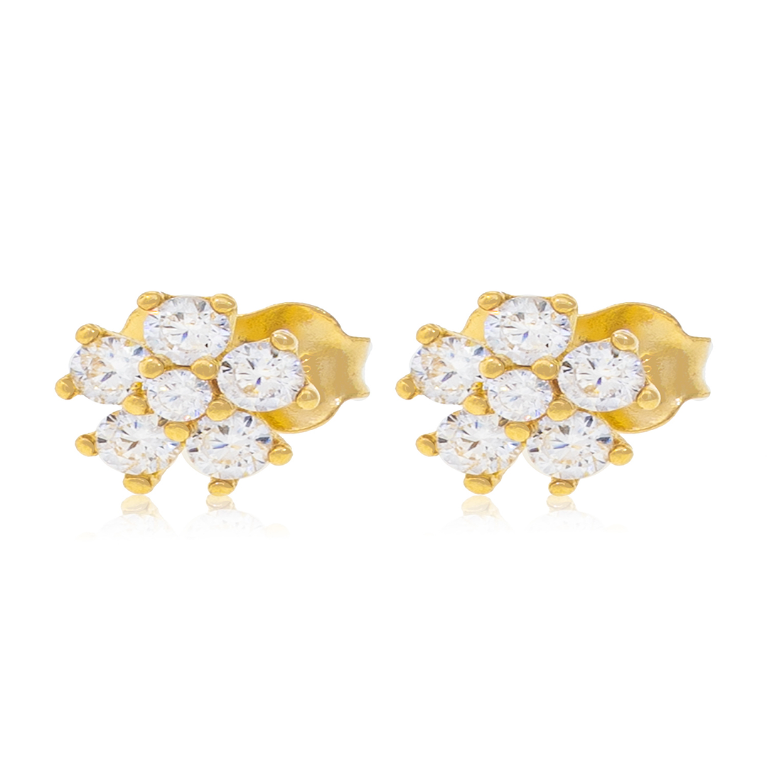 Aros de Oro 18kt Modelo Flor 6 circones 2