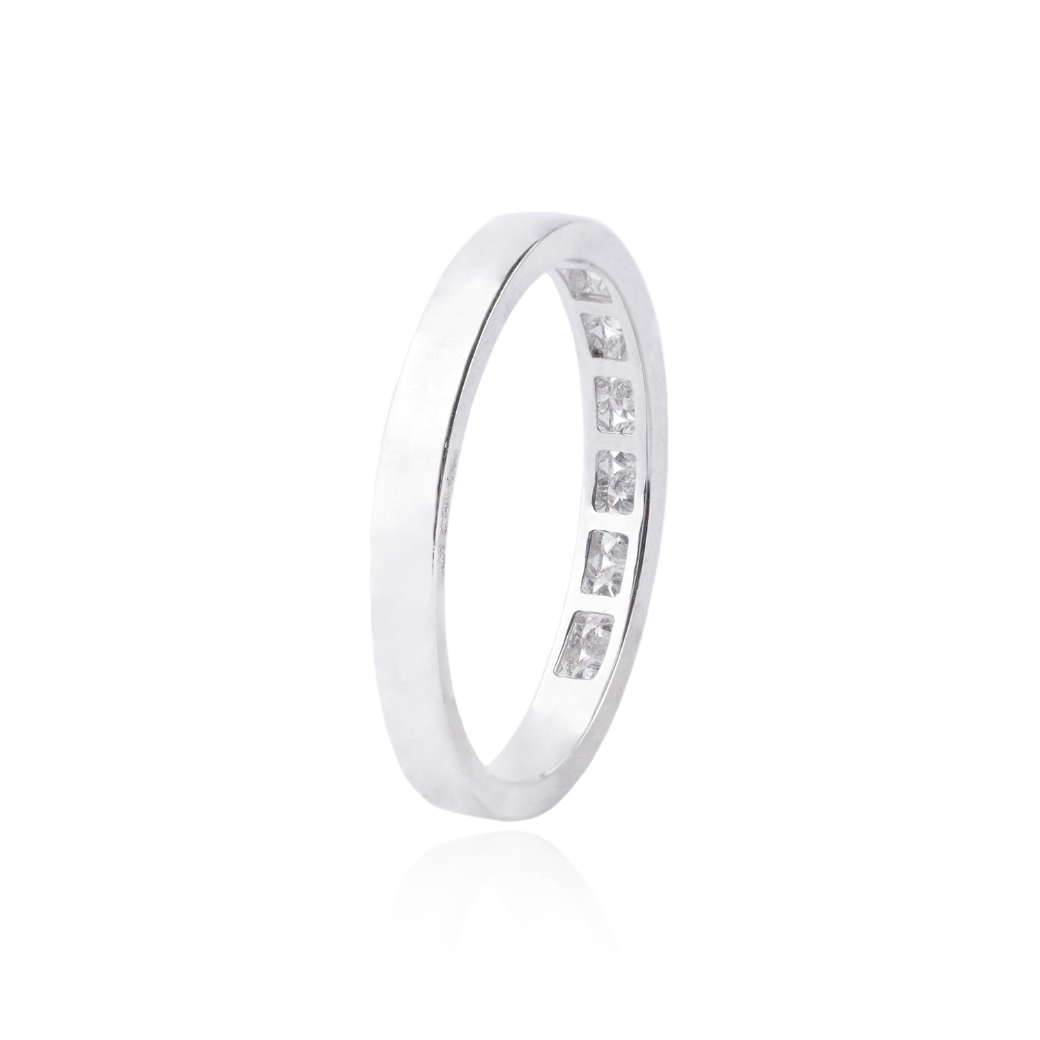 Anillo de Oro 18kt con Diamantes de Riel 26 Pts Corte Brillante SI/H 13 2