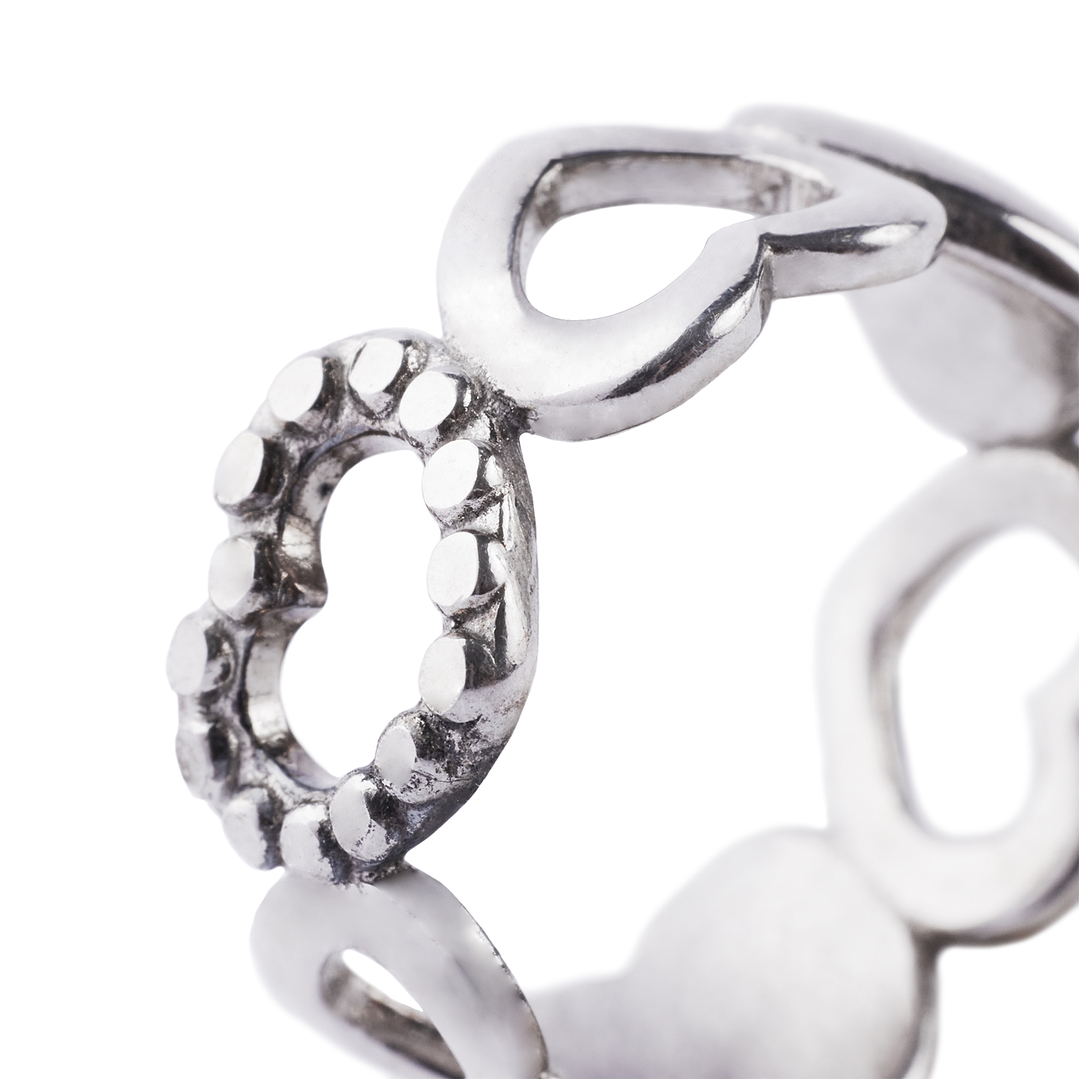 Anillo de Plata Esterlina 925 Corazones Grandes 2 2
