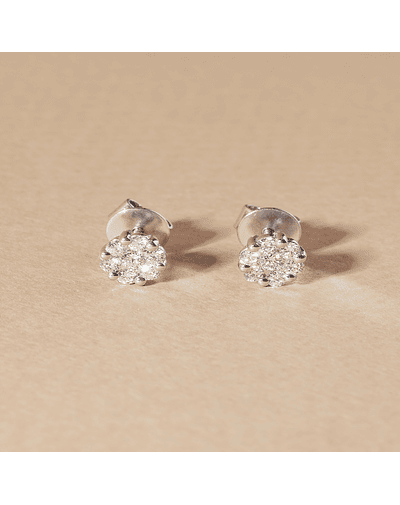 Aros de Oro Blanco 18kt con Diamantes 30 Pts Totales SI/H Corte Brillante - By Danielle Costantini