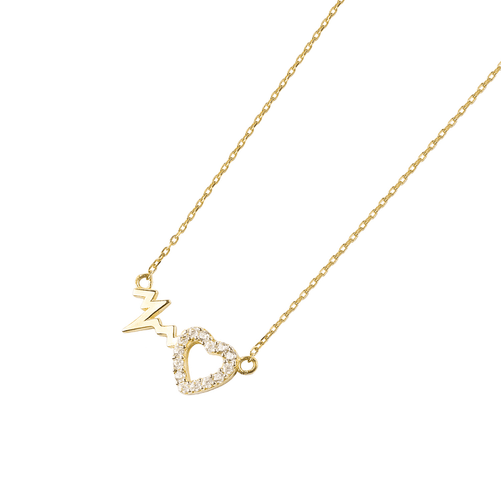 Collar de Oro Amarillo 18kt Modelo Corazón+Electro 1