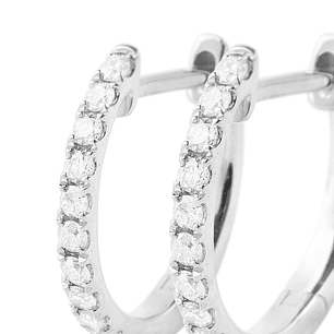 Aros de Oro Blanco 18kt con Diamantes de Argollas 23 Pts Totales SI/H Corte Brillante