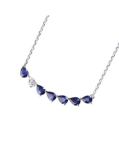 Collar de Oro 18kt con Diamantes Color Azul