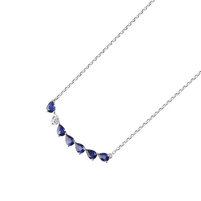 Collar de Oro 18kt con Diamantes Color Azul