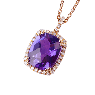 Collar de Oro 18kt con Diamantes Amatista