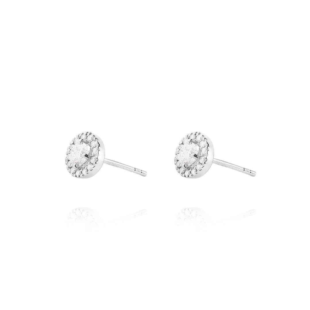 Aros Oro Blanco 18kt Diamantes de 2x28 Pts con 10 Pts SI/H 1