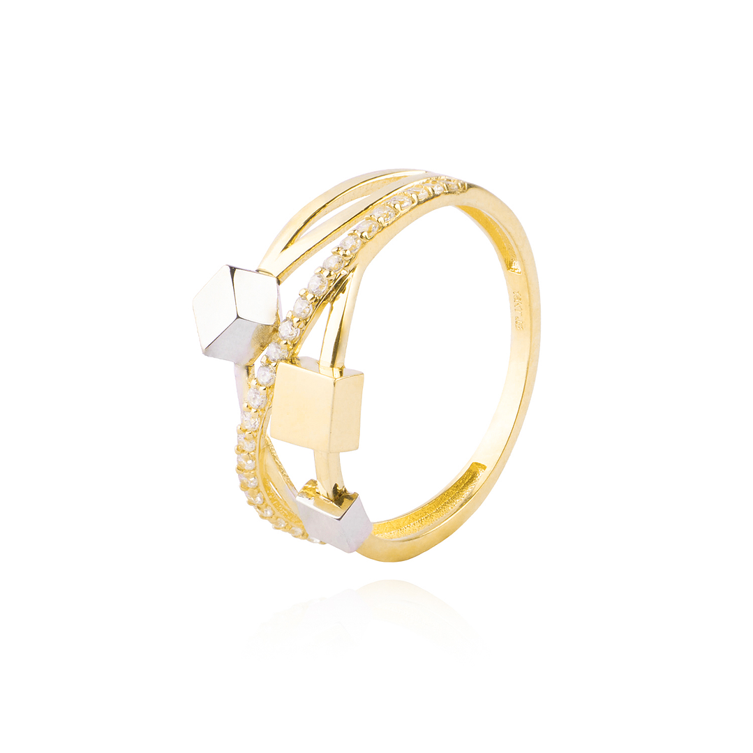 Anillos de Oro 18kt Modelo Cubos con Circón 1