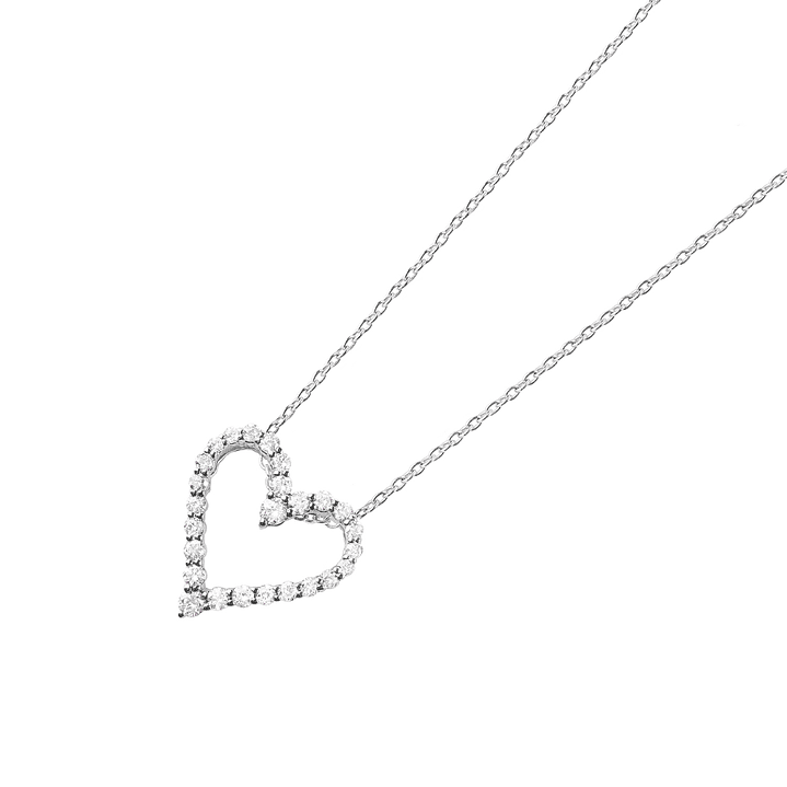 Colgante Oro Blanco 18kt con Diamantes de Corazón 30 Pts 2