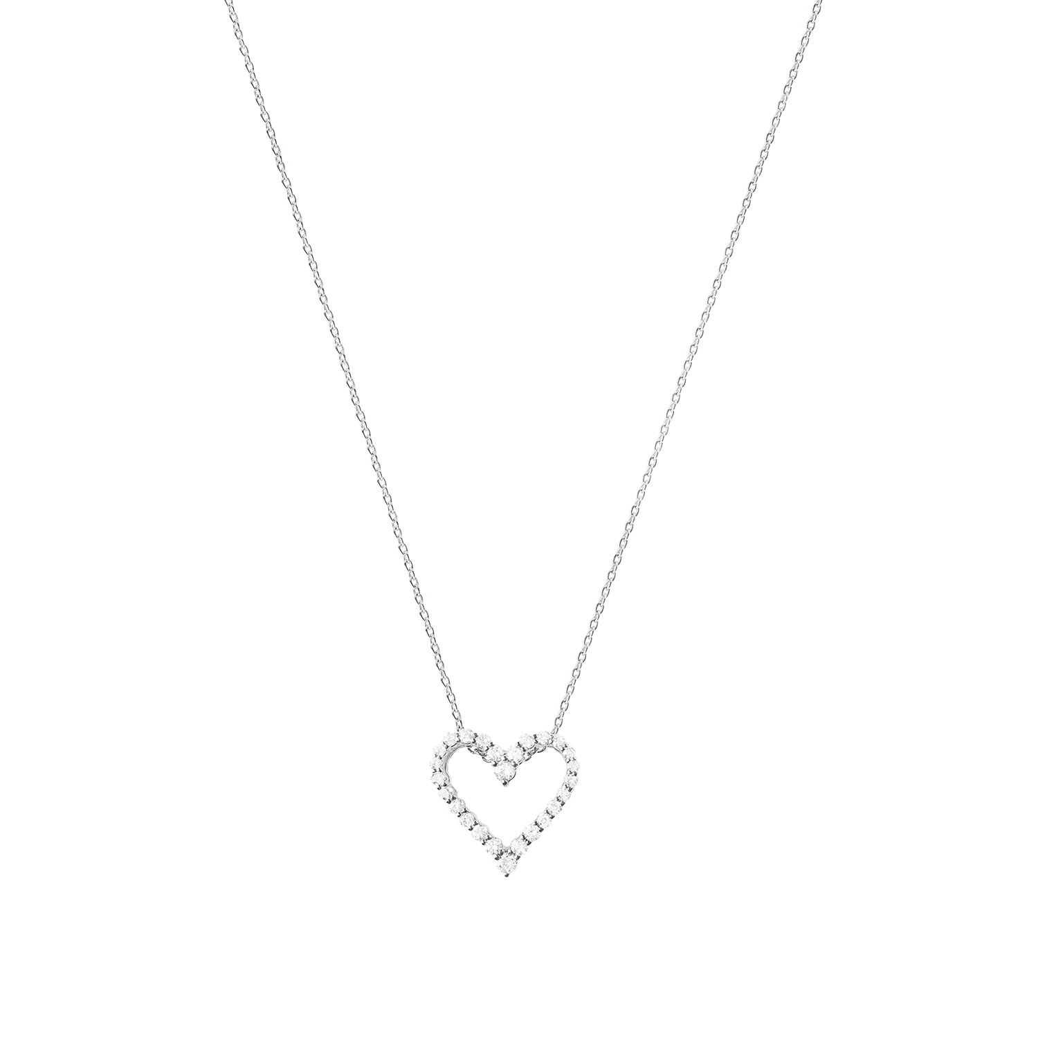 Colgante Oro Blanco 18kt con Diamantes de Corazón 30 Pts 3