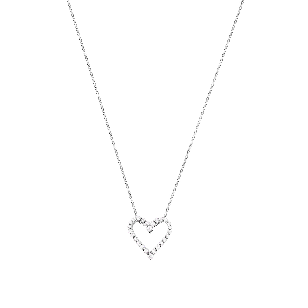Colgante Oro Blanco 18kt con Diamantes de Corazón 30 Pts 3