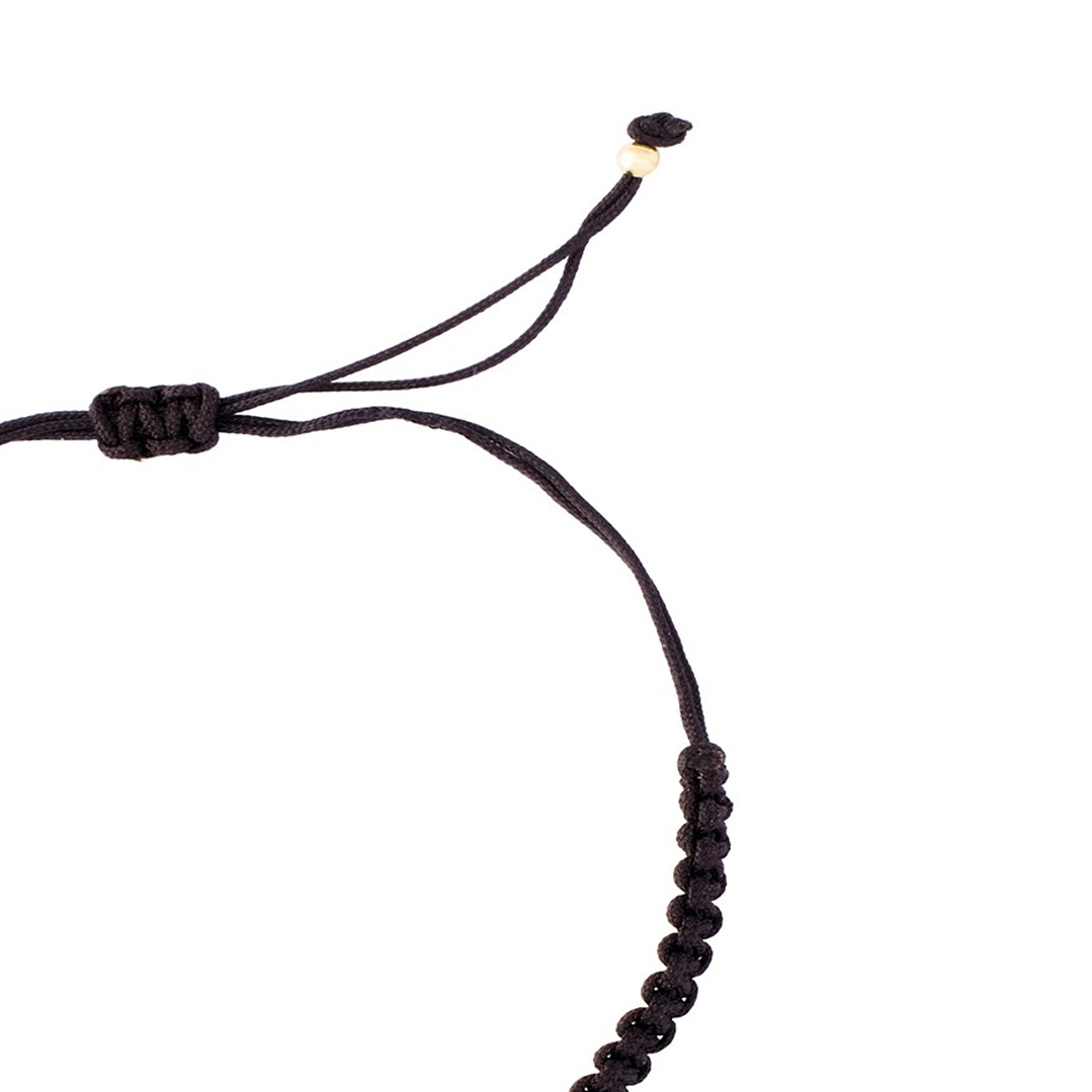 Pulsera Plata Esterlina 925 Hilo Negro Trebol Revestido en Oro 18kt 3