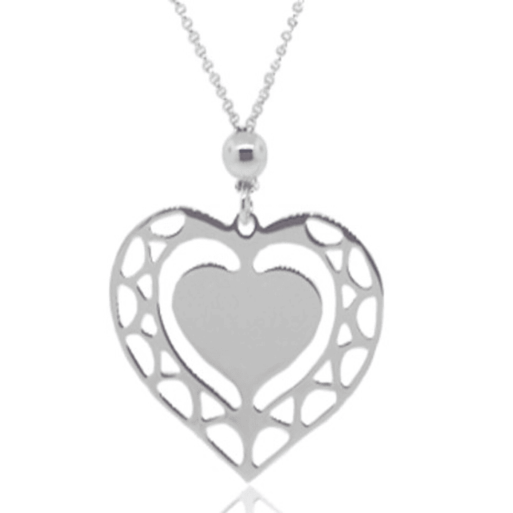 Collar de Plata Esterlina 925 Corazón Centro 3