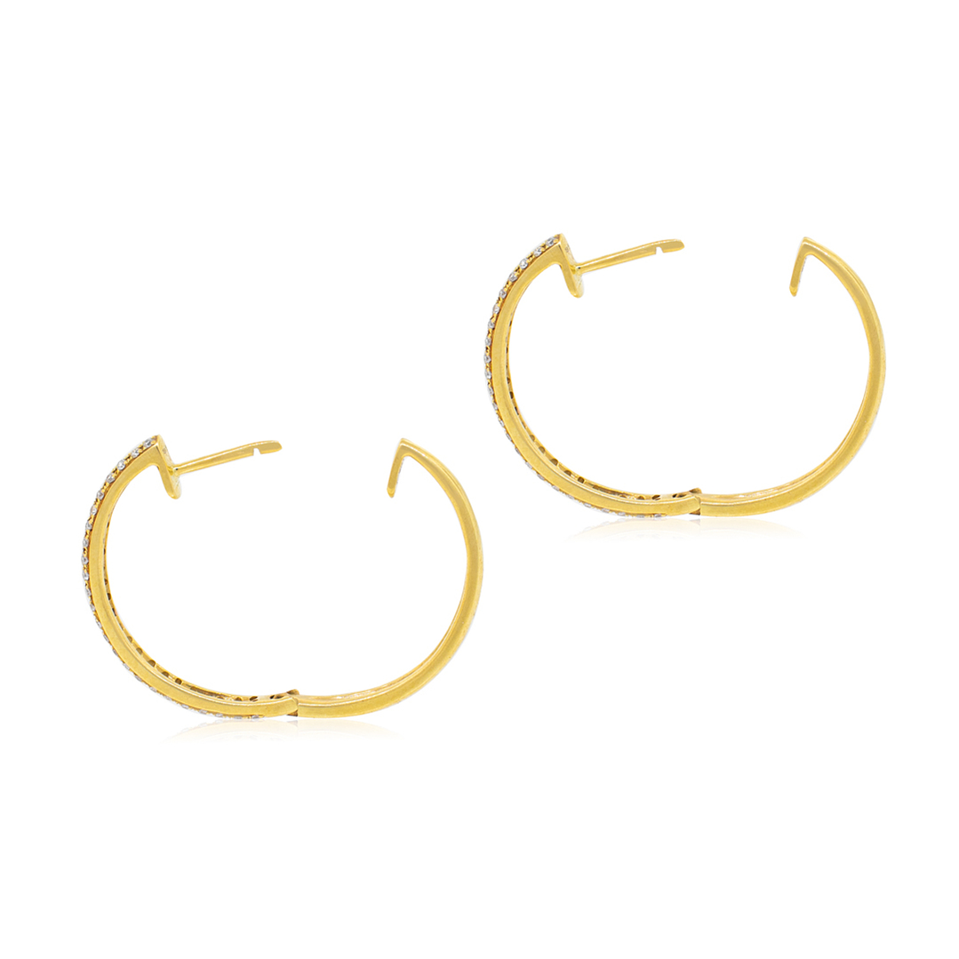Aros de Oro 18kt Diamantes Doble riel, 50ptos 2