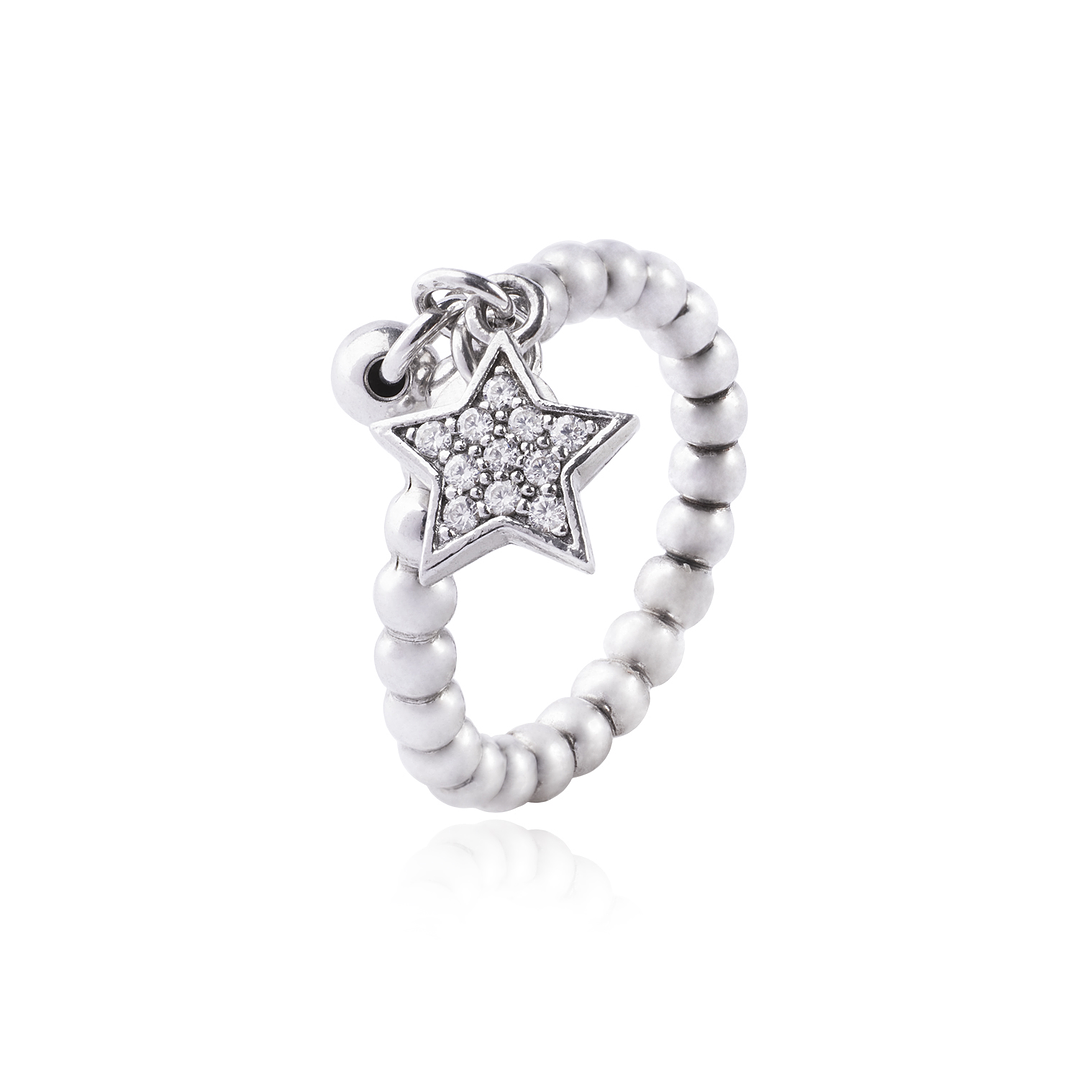 Anillo de Plata Esterlina 925 Colgantes de Estrellas 1